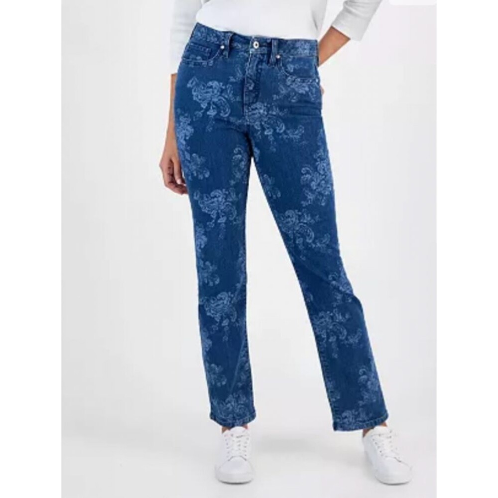 Style & Co Women's Floral Printed Straight Leg Jeans size 16 NWT